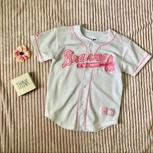 Pink and White Braves Jersey